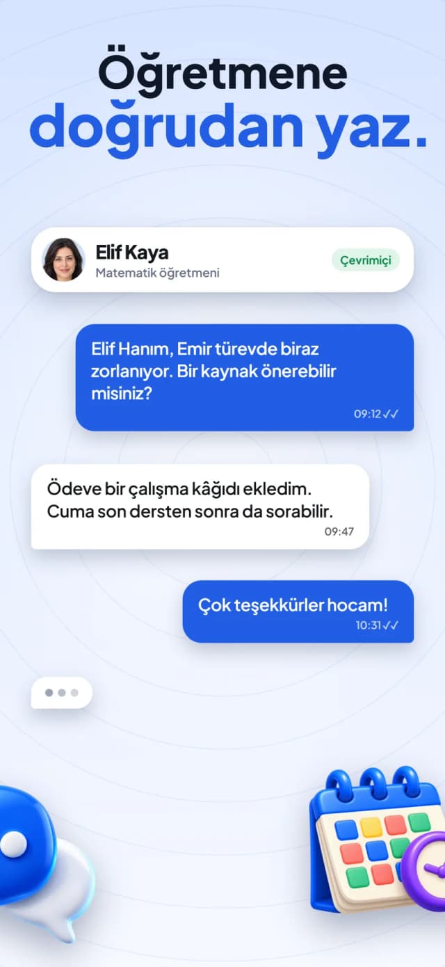 Öğretmene doğrudan yaz