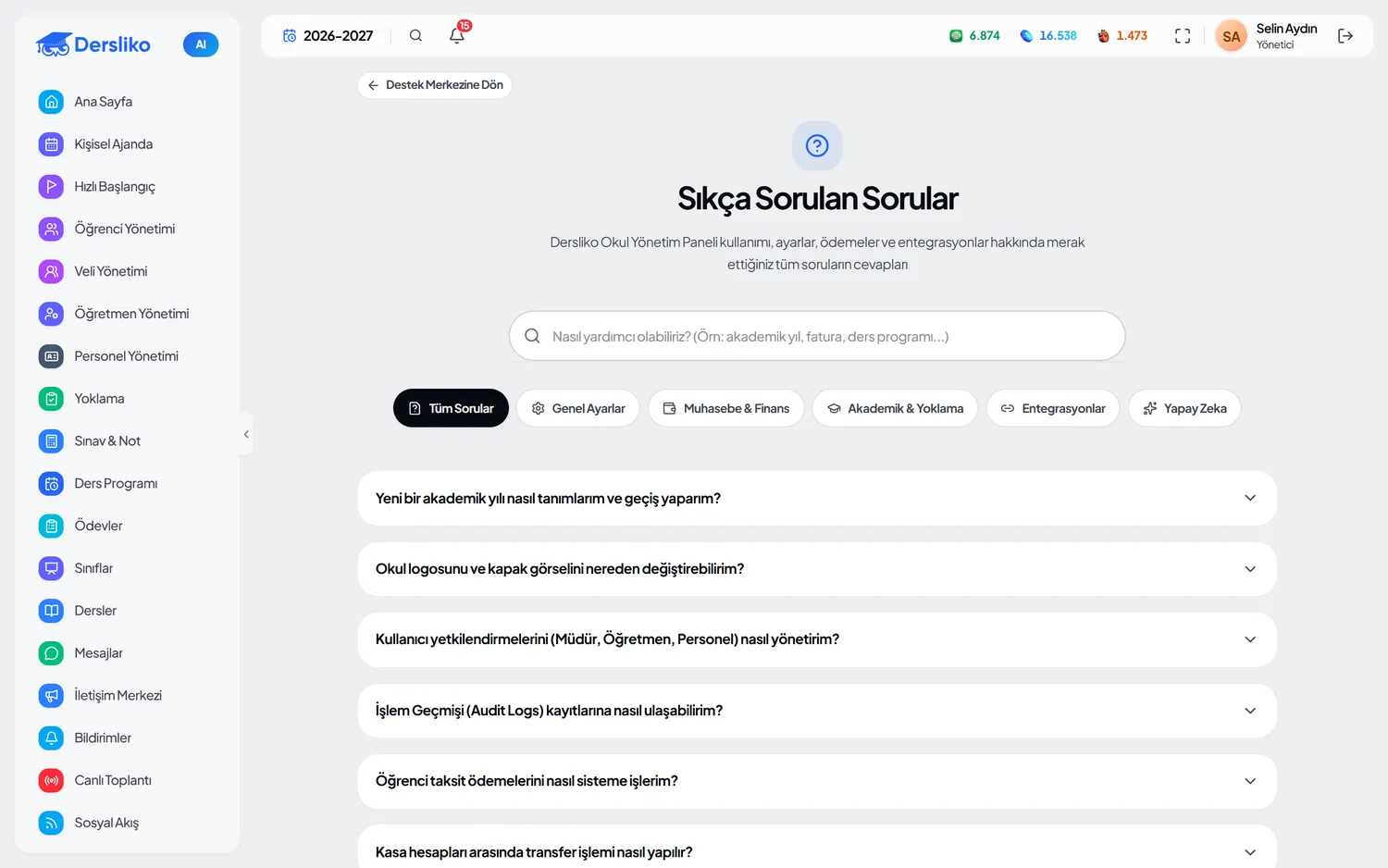 Müdür paneli — Sıkça Sorulan Sorular